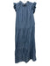Othilia Size S Slate Blue Viscose & Linen Sleeveless Ruffle Collar Tiered Dress Slate Blue / S