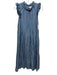Othilia Size S Slate Blue Viscose & Linen Sleeveless Ruffle Collar Tiered Dress Slate Blue / S