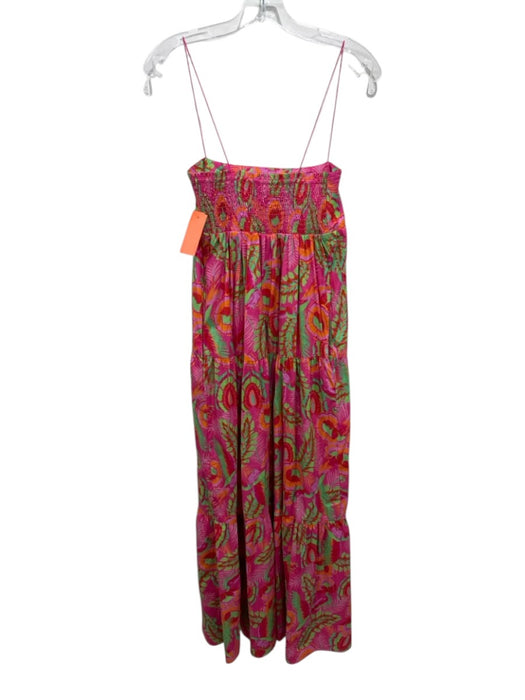 Show Me Your Mumu Size S Pink, Green, Orange Cotton Sleeveless Birds Midi Dress Pink, Green, Orange / S