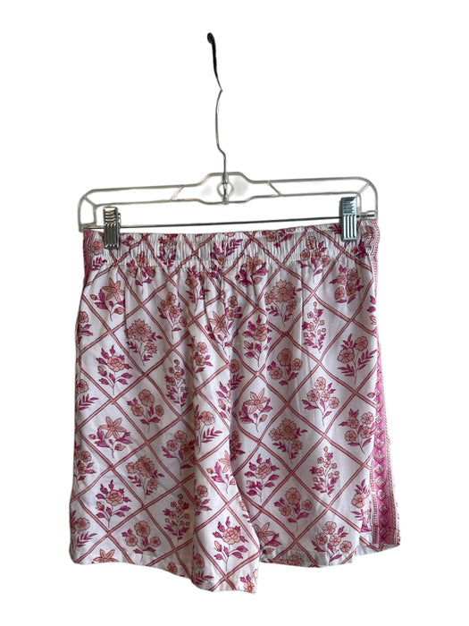 Clara The Label Size XS Pink & White Cotton Elastic Waist Tile Design Shorts Pink & White / XS