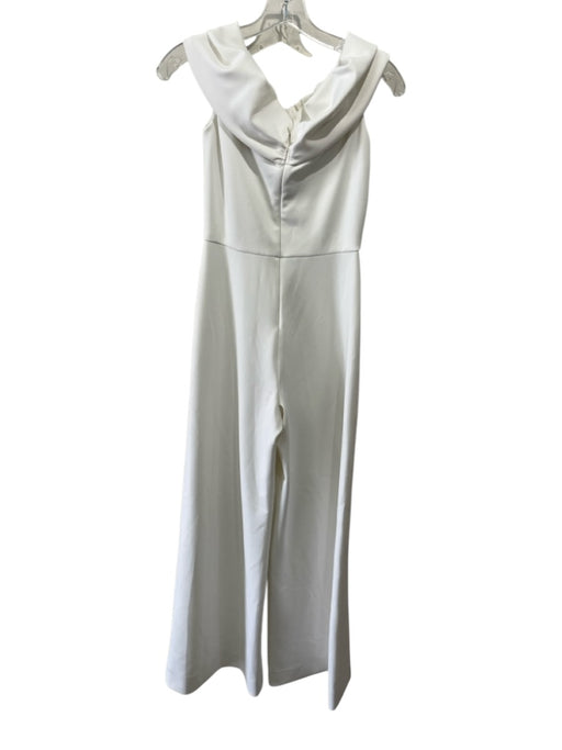 Black Halo Eve Size 2 White Polyamide Blend Off Shoulder Twist Knot Jumpsuit White / 2