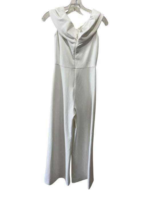 Black Halo Eve Size 2 White Polyamide Blend Off Shoulder Twist Knot Jumpsuit White / 2