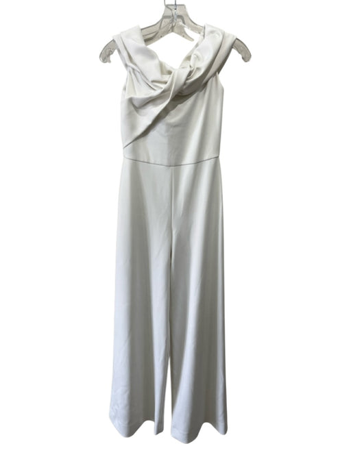 Black Halo Eve Size 2 White Polyamide Blend Off Shoulder Twist Knot Jumpsuit White / 2