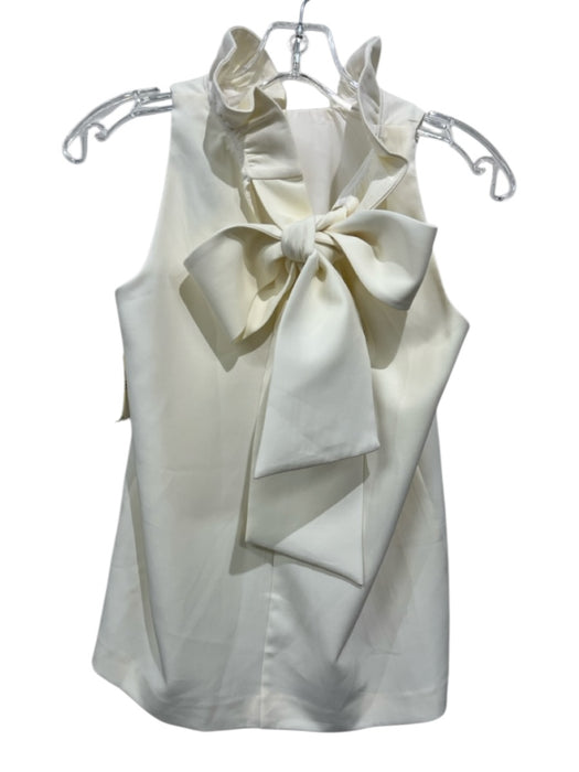 Tuckernuck Size XXS Cream White Polyester Blend Sleeveless Ruffle Neckline Top Cream White / XXS