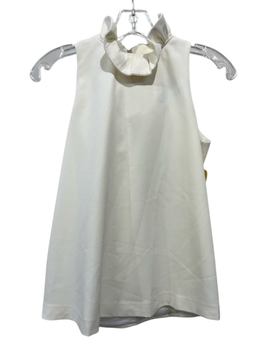 Tuckernuck Size XXS Cream White Polyester Blend Sleeveless Ruffle Neckline Top Cream White / XXS