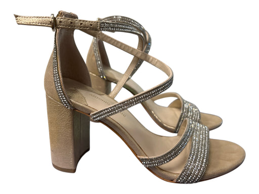 Antonio Melani Shoe Size 7.5 nude leather sole Rhinestone Straps Buckle Shoes nude / 7.5