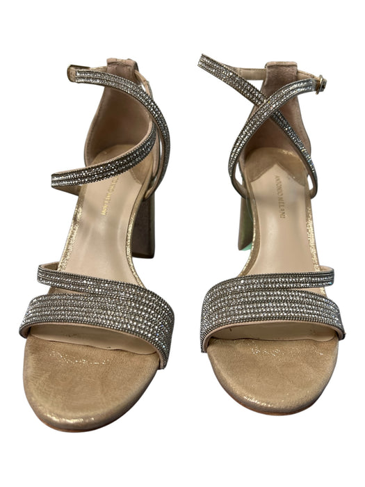 Antonio Melani Shoe Size 7.5 nude leather sole Rhinestone Straps Buckle Shoes nude / 7.5
