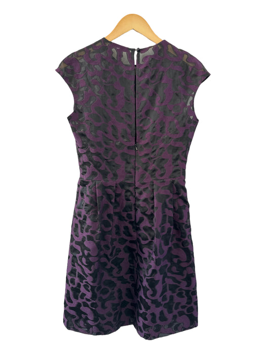 Lela Rose Size 8 Black & Purple Polyester Blend Cap Sleeve Swirls Dress Black & Purple / 8