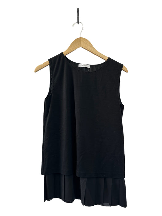 MaxMara Size M Black Wool Blend Sleeveless Pleated Detail Top Black / M