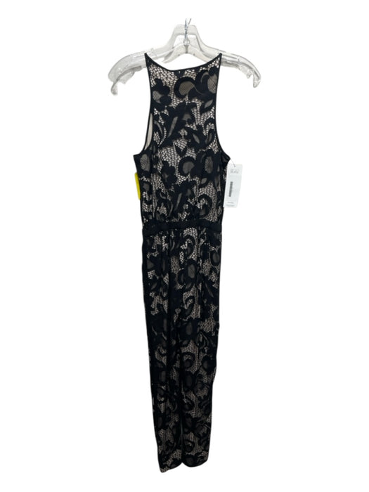 Diane Von Furstenberg Size 0 Black & Cream Nylon Blend Lace Detail Jumpsuit Black & Cream / 0