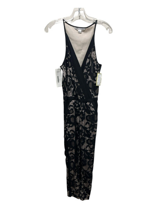 Diane Von Furstenberg Size 0 Black & Cream Nylon Blend Lace Detail Jumpsuit Black & Cream / 0
