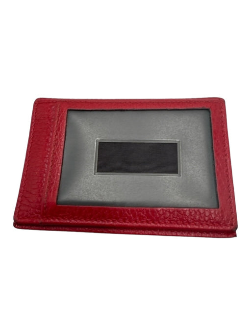 Gucci Red Pebbled Leather Bi-Fold Gold Logo Wallets Red