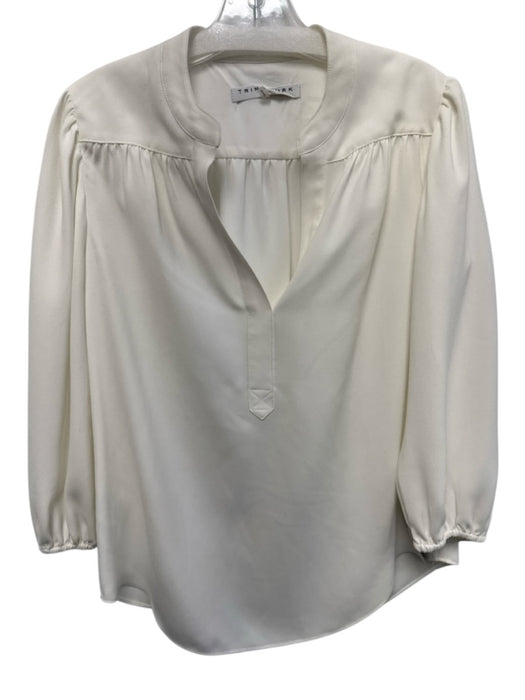 Trina Turk Size Small White Polyester Blend Long puff sleeve Gathered Top White / Small