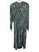 Natalie Martin Size XS Teal & Gray Silk Long Sleeve Floral Print Maxi Dress Teal & Gray / XS