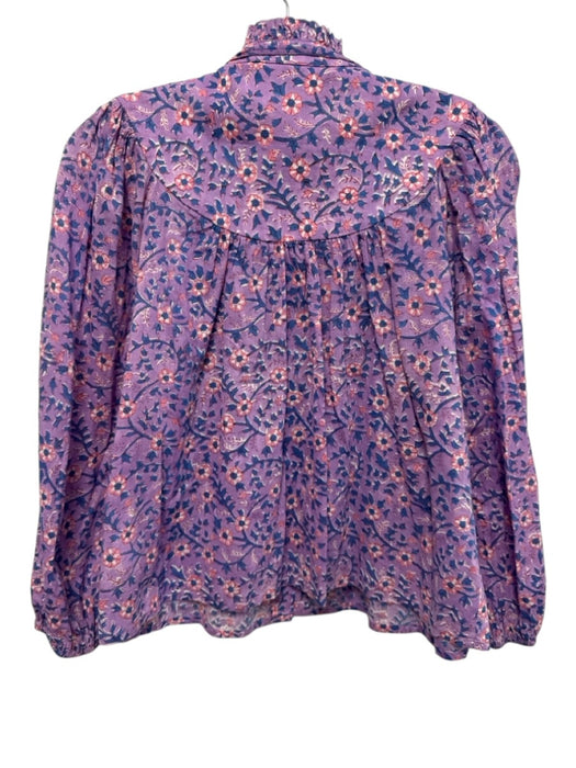 India Collection Emerson Fry Size XS Purple, Pink, Blue Cotton Floral Top Purple, Pink, Blue / XS