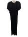By Anthropologie Size Small Black Long puff sleeve Split Neck Satin Jumpsuit Black / Small