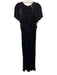 By Anthropologie Size Small Black Long puff sleeve Split Neck Satin Jumpsuit Black / Small