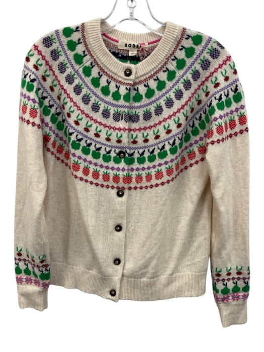 Boden Size Small Cream & Multi Polyamide Blend Long Sleeve Fruit Knit Sweater Cream & Multi / Small