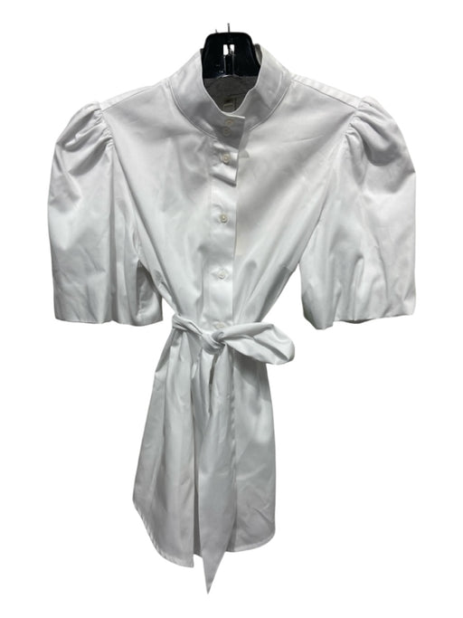 Tyler Boe Size XS White Cotton Short Sleeve Button Up Back Collar Belt Inc Top White / XS