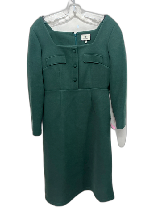 Tuckernuck Size S Green Cotton & Polyester Square Neck Back Zip Dress Green / S