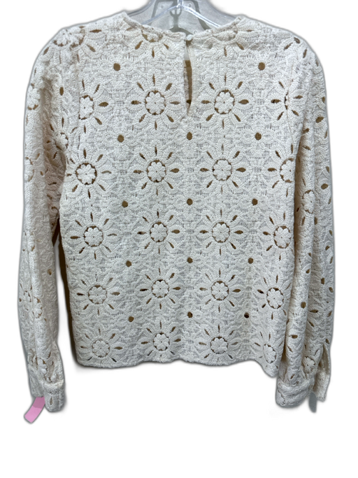 Sezane Size 34 Cream Cotton & Polyester Crochet Lace Keyhole Back Top Cream / 34
