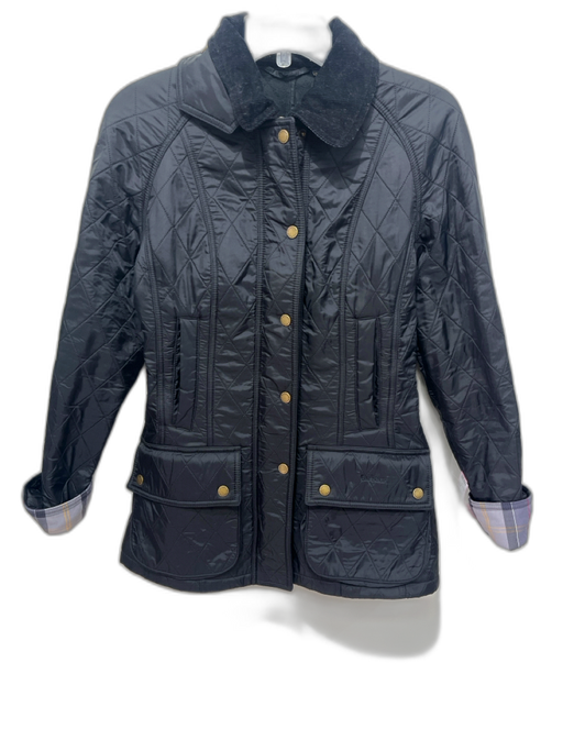 Barbour Size 4 Black Polyamide Quilted Button Front Double Zipper Jacket Black / 4
