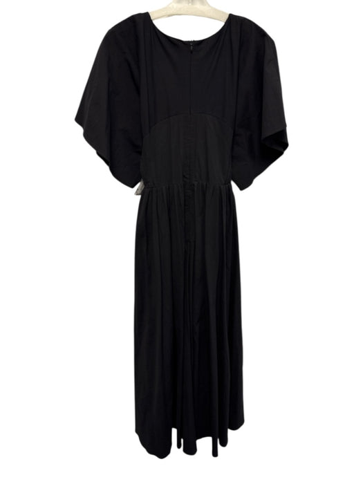 Pomander Place Size Small Black Short Sleeve Button Detail Ruched Shirred Dress Black / Small