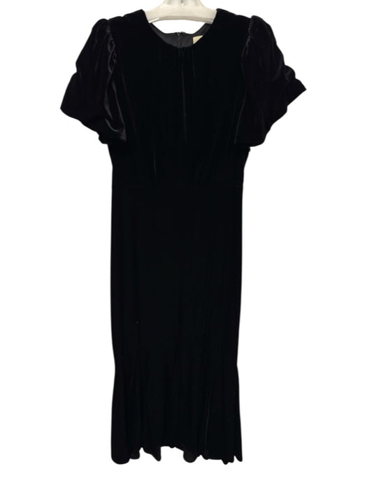 Tuckernuck Size Medium Black Polyester Blend Gathered Velvet Maxi Dress Black / Medium
