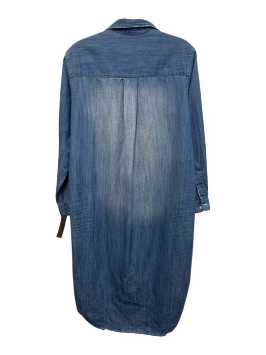 Frank & Eileen Size XS Blue Cotton Long Sleeve Button Front Faded Dress Blue / XS