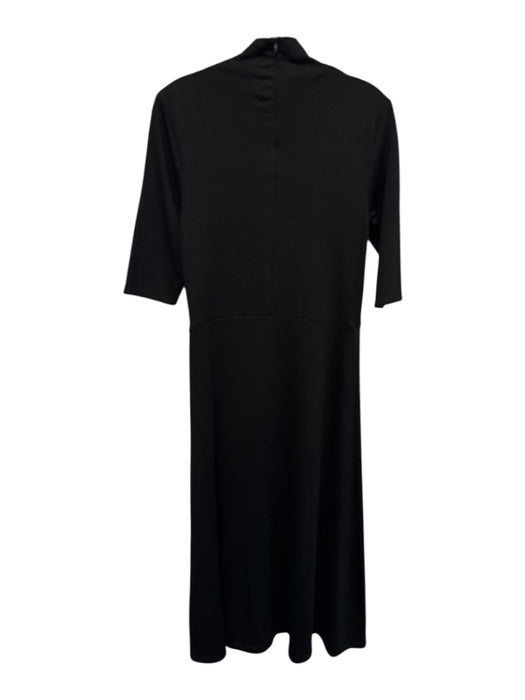 Vince Size Medium Black Polyester Blend Short Sleeve Mock Neck Maxi Dress Black / Medium