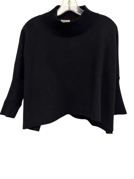 Kerisma Size One Size Black Angora 3/4 Sleeve Mock Neck Ribbed Boxy Sweater Black / One Size