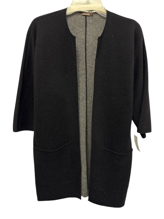 J Mclaughlin Size Small Black & Gray Wool Blend Half Sleeve Two Tone Sweater Black & Gray / Small