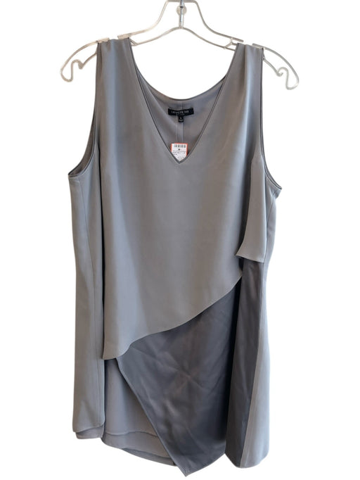 Lafayette 148 Size L Grey Silk V Neck Sleeveless Layer Top Grey / L
