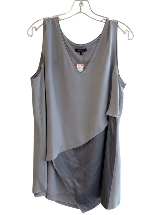 Lafayette 148 Size L Grey Silk V Neck Sleeveless Layer Top Grey / L