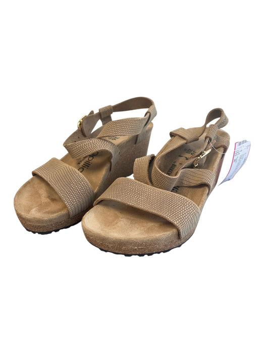 Papillio Shoe Size 36 Beige Eel Skin Cork Strappy Platform Wedge Sandal Shoes Beige / 36