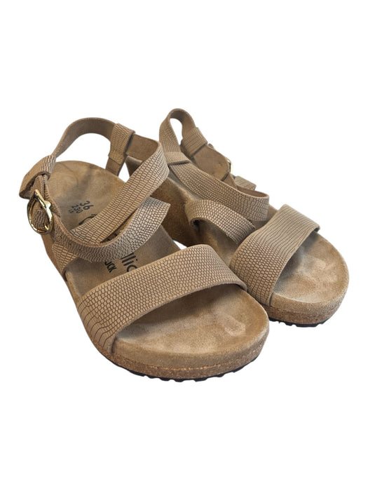 Papillio Shoe Size 36 Beige Eel Skin Cork Strappy Platform Wedge Sandal Shoes Beige / 36