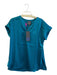 Lysse Size L Teal Polyester V Neck Short Sleeve Texture Top Teal / L