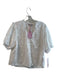 Nanette Lepore Size M White Cotton & Polyester Floral Detail Button Up Neck Top White / M