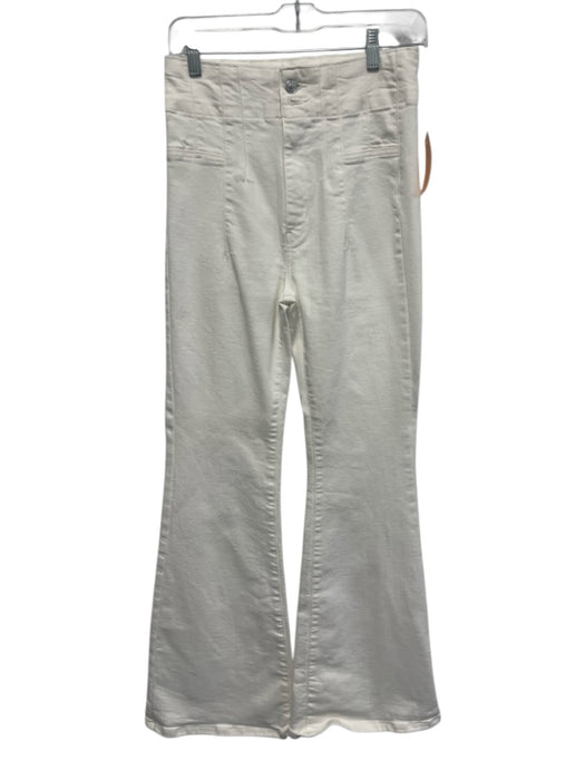 We The Free Size 29 White Cotton Blend High Rise Zip Fly Bell Bottom Jeans White / 29