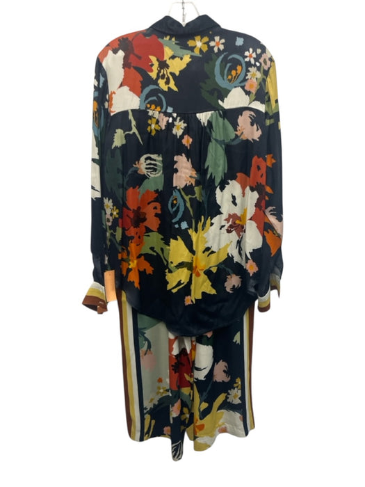Conditions Apply Size M Navy & Multi Viscose Blend Elastic Waist Floral Pant Set Navy & Multi / M