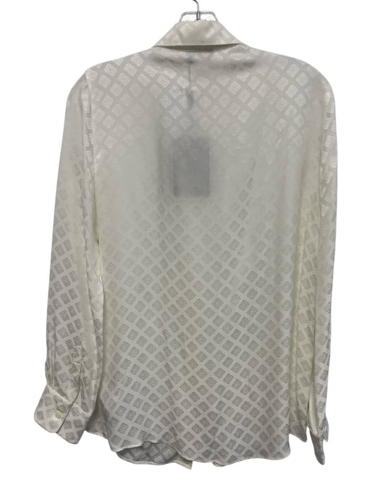 Etro Size 38 White Silk Blend Button Front Long Sleeve Jacquard Relaxed fit Top White / 38