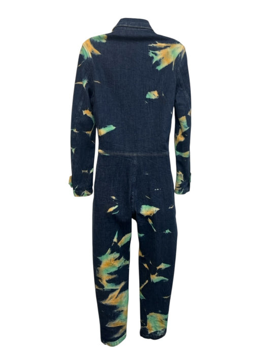 Stella McCartney Size 38 Navy Multi Cotton Blend Zip Front Tie Dye Jumpsuit Navy Multi / 38