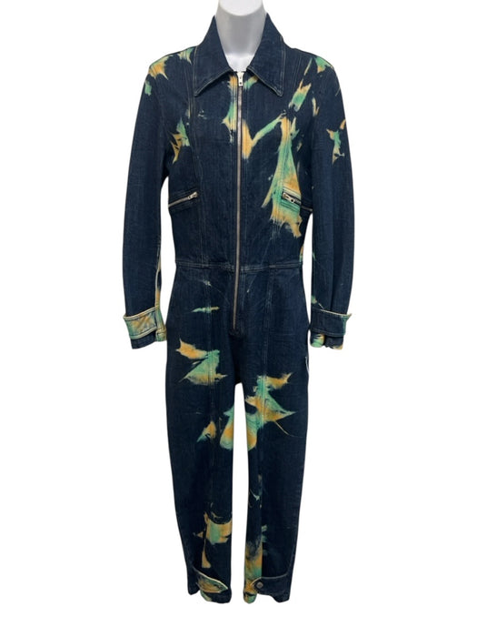 Stella McCartney Size 38 Navy Multi Cotton Blend Zip Front Tie Dye Jumpsuit Navy Multi / 38