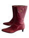 Coach Shoe Size 7 Red Pebbled Leather Side Zip Pointed Toe Kitten Heel Boots Red / 7