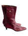 Coach Shoe Size 7 Red Pebbled Leather Side Zip Pointed Toe Kitten Heel Boots Red / 7
