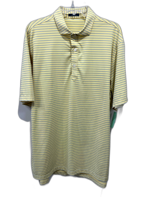 Turtleson Size L Yellow & Blue Synthetic Striped Polo Men's Short Sleeve Yellow & Blue / L