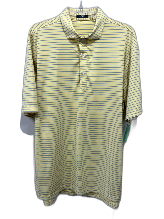 Turtleson Size L Yellow & Blue Synthetic Striped Polo Men's Short Sleeve Yellow & Blue / L