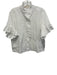 LaRoque Size M White Cotton Trumpet Sleeve Ruffles Button Up High Neck Top White / M