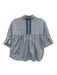 Maeve Size S Powder Blue Cotton Short Sleeve Button Up Collar Crop Top Powder Blue / S