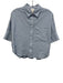 Maeve Size S Powder Blue Cotton Short Sleeve Button Up Collar Crop Top Powder Blue / S